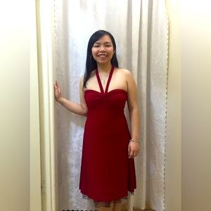 Sexy halter red dress